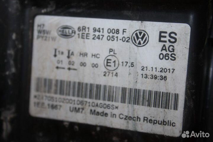 Фара правая Volkswagen polo (SED) 2011