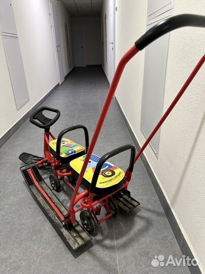 Санки двухместные с колесами