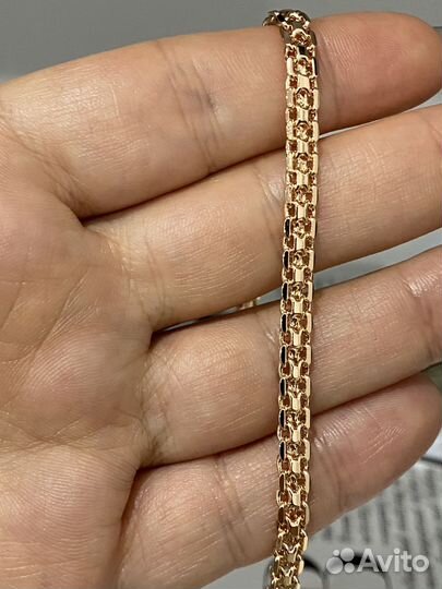 Браслет позолота 20 см плетение бисмарк якорный