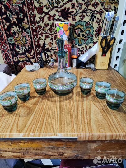 Винтаж: Набор Чехия графин с пробкой 6 стопок