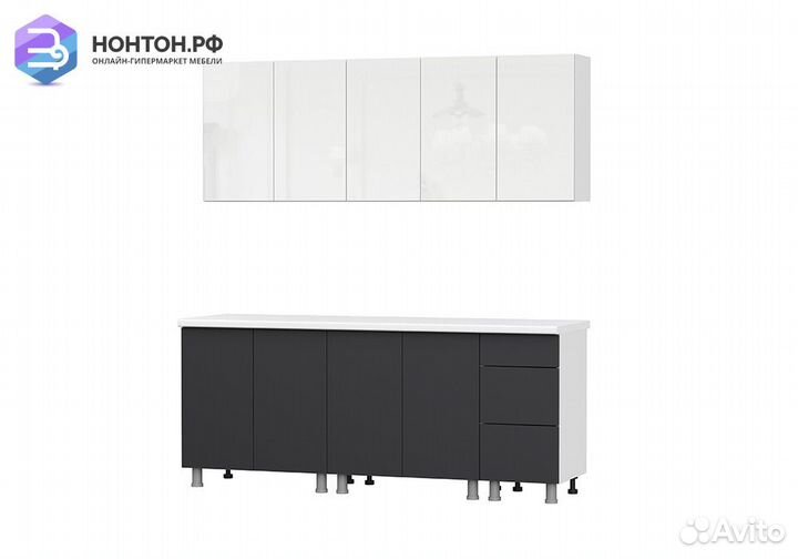 Кухня Модерн New 2.0 м белый / белый глянец бруно