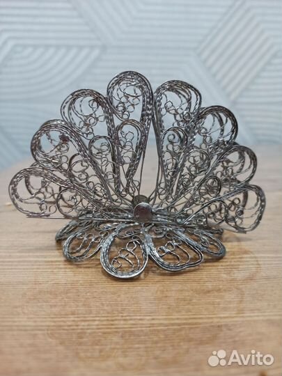 Салфетница мельхиоровая, СССР, скань