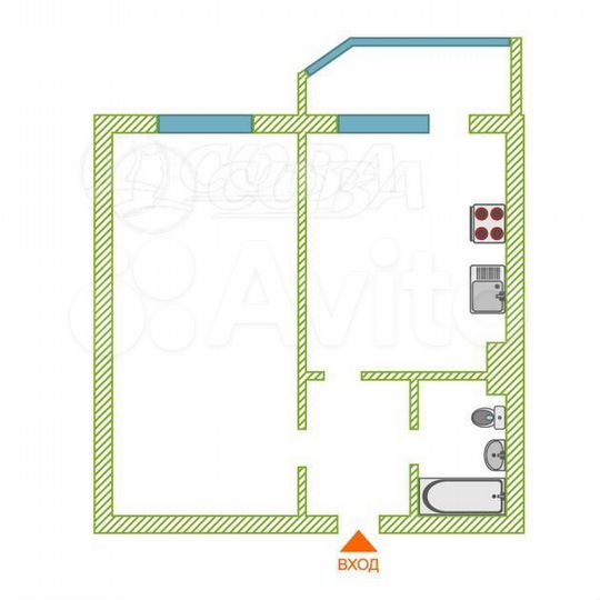 1-к. квартира, 36 м², 4/17 эт.