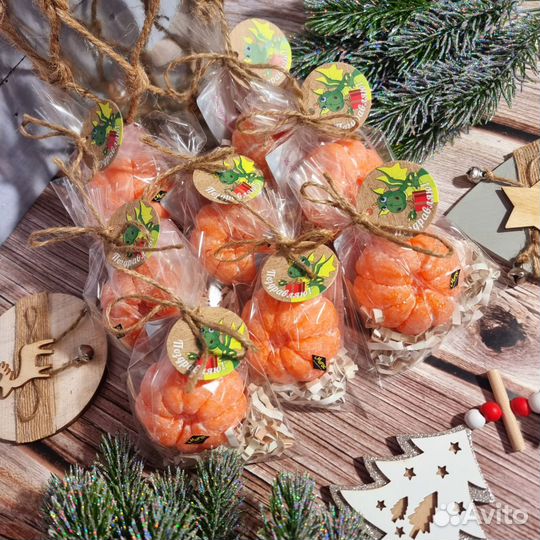 Мыло ручной работы мандарин,снежинка