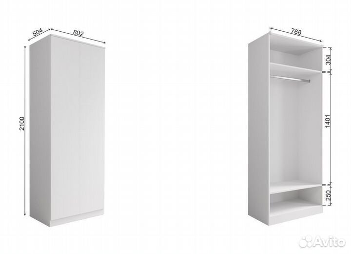 Мори Шкаф мш 800.1 Белый