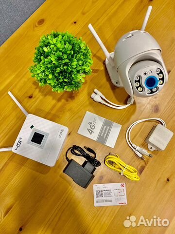 Комплект видеонаблюдения wifi камера и 4G роутер