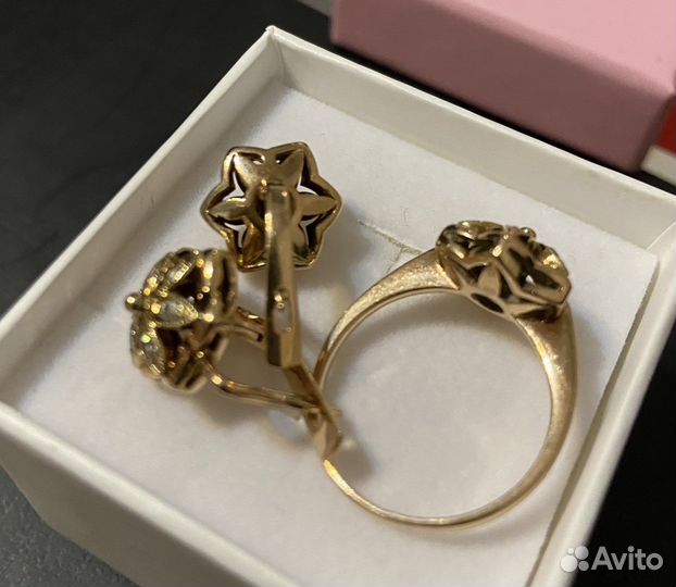 Серьги и кольцо Малинка СССР