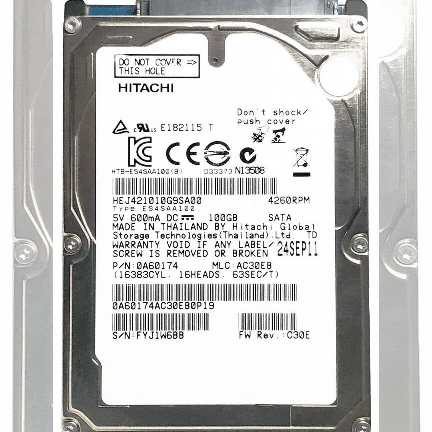 [HEJ421010G9SA00] Жесткий Диск Hitachi 100gb Sata Hej421010g9sa00