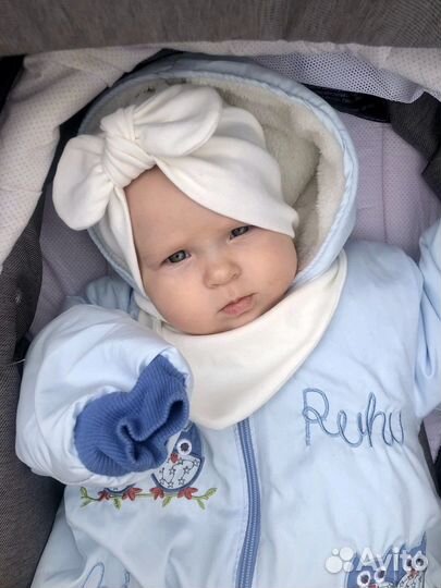 Шапочка и снуд на девочку 3-6 месяцев