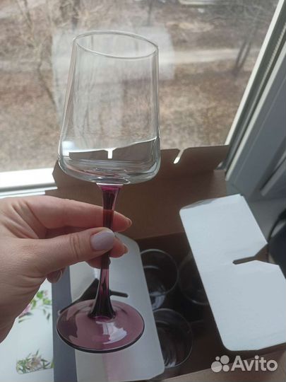 Набор бокалов для вина контрасто лилак 250мл 6шт