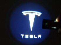 Проекции в двери Tesla. Два плафона