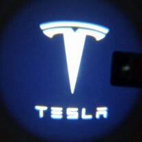 Проекции в двери Tesla. Два плафона