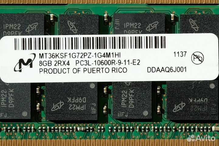 8GB DDR3 ECC REG PC3L-10600R Kingston; Micron и др