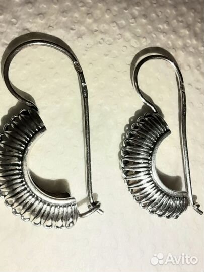 Серебряные серьги СССР, 925 проба, со звездой