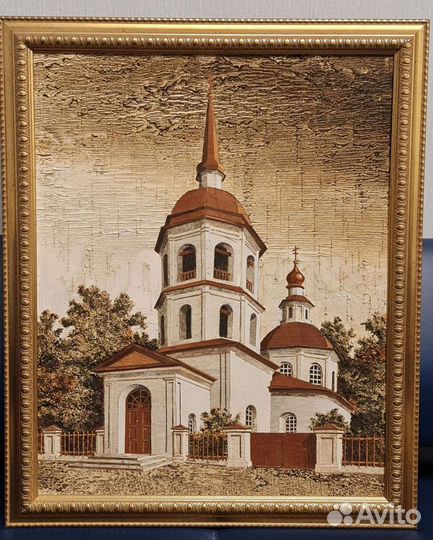 Картина на бересте Преображенская церковь
