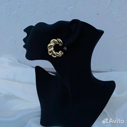 Серьги в стиле Celine золотые бижутерия конго