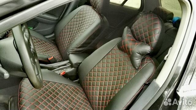 Чехлы на сидения Hyundai Solaris экокожа ромбик