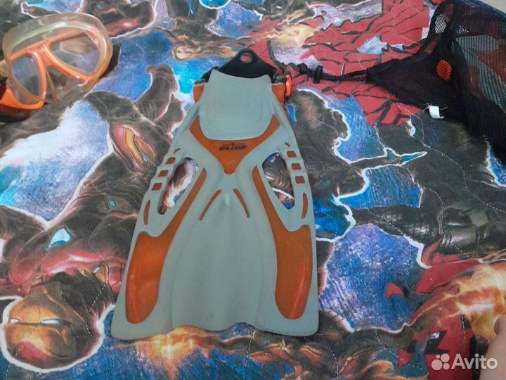 Ласты 27-31 размер и очки для купания трубкой