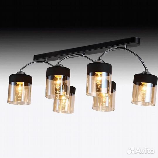 Люстра металл и стекло в спальню современная