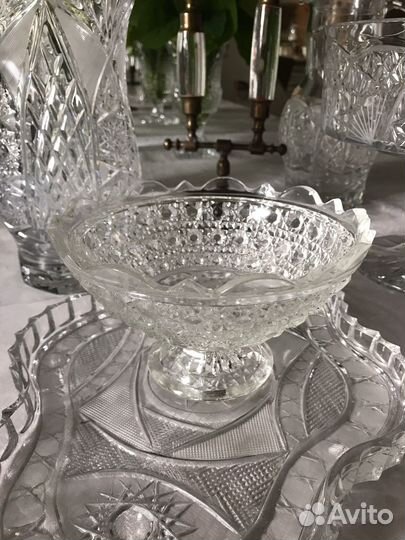 Графин конфетница хрусталь, подсвечник латунь СССР