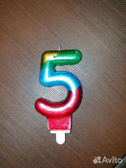 Цифра 5 на торт свеча
