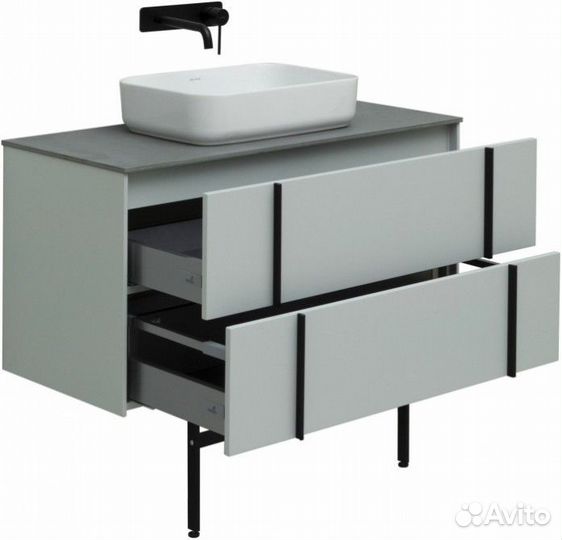 Мебель для ванной Allen Brau Reality 100 см с накладной раковиной светло-серый