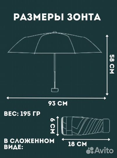 Зонт мини компактный складной