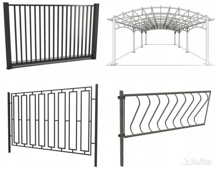 Заборы, ограждения, лестницы, ворота, навесы