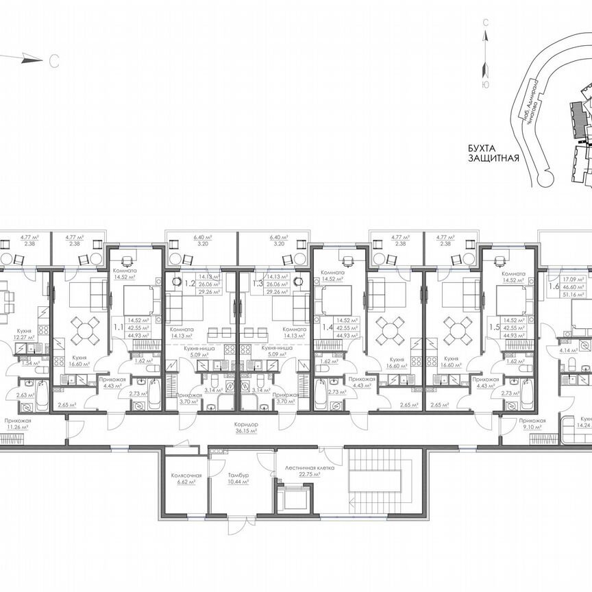 2-к. квартира, 60,4 м², 3/3 эт.