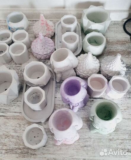 Горшок,подставка,гипс