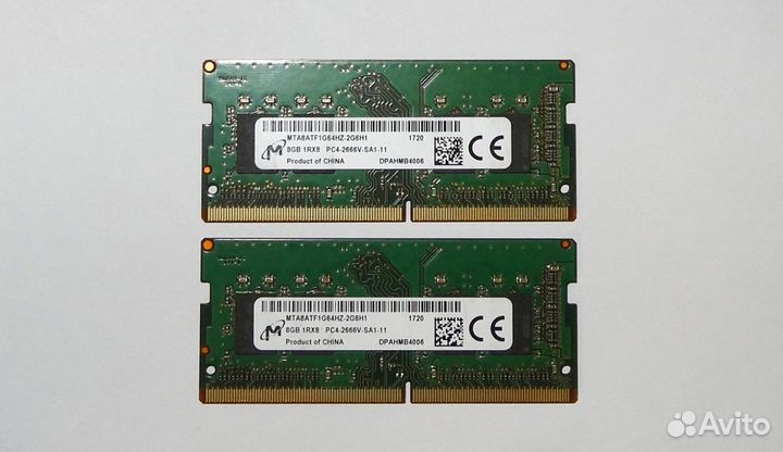 Память для ноутов 8Гб / 16 DDR4 SoDimm