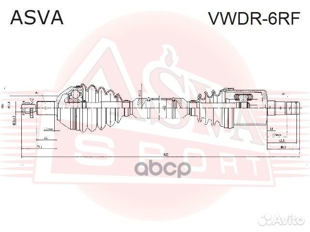 Привод передний правый 26x870x36 vwdr-6RF asva