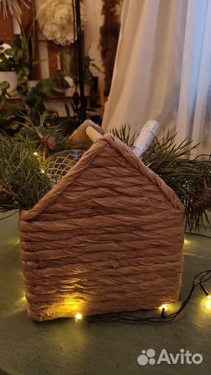 Корзина домик новогодний