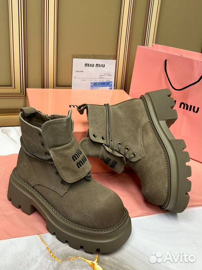 Ботинки зимние женские miu miu замша