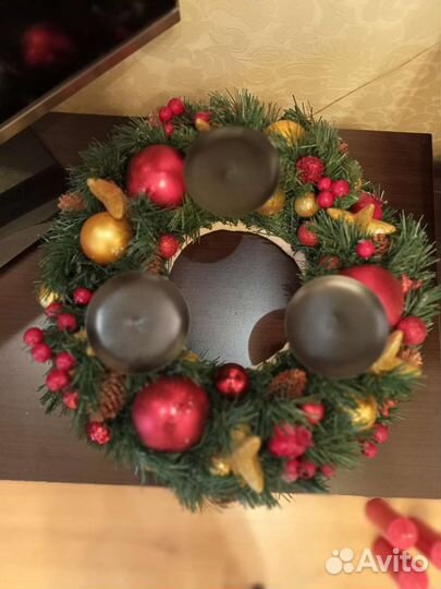 Композиция новогодняя со свечами HandMade