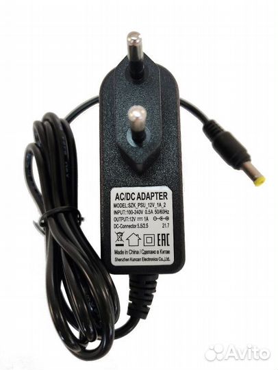 Блок питания, сетевой адаптер 12V*1A (штекер 5.5*2