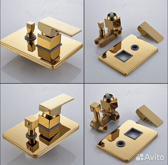 Душевая система скрытого монтажа золото