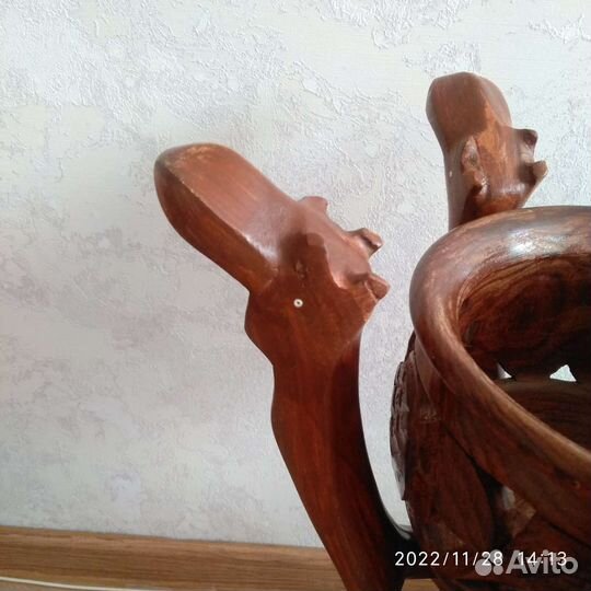 Восточная ваза (кашпо) из дерева ручной работы