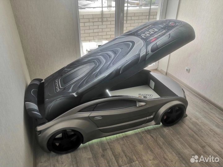 Детская кровать-машина графит