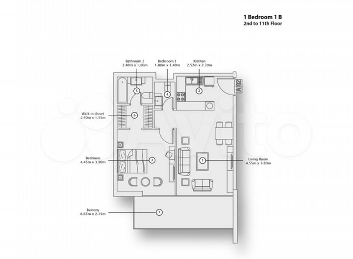 1-к. квартира, 84 м² (ОАЭ)