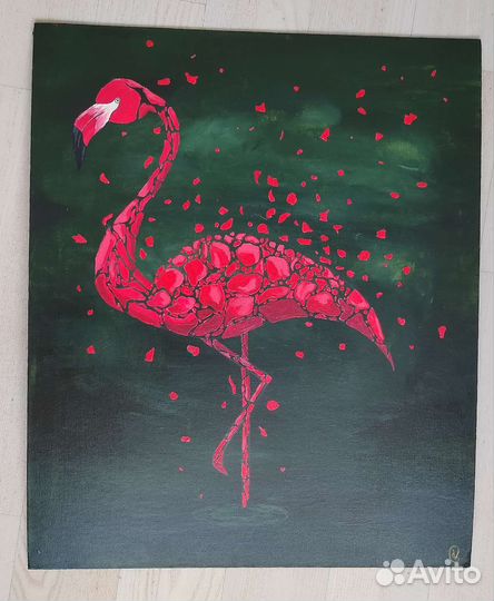 Картина - абстракция «Фламинго»