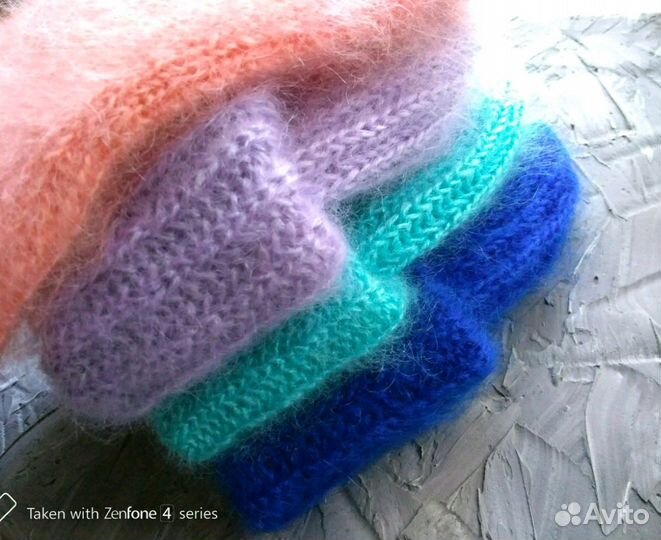 Весення Бирюзовая вязаная шапочка из мохера