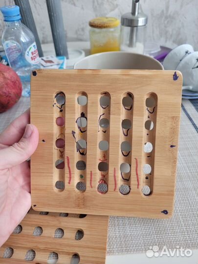 Набор деревянных подставок д/горячего с держателем