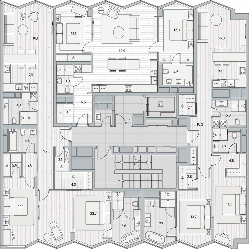 2-к. квартира, 75,7 м², 2/10 эт.
