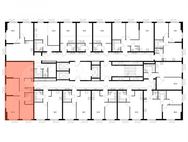 3-к. квартира, 69,4 м², 19/25 эт.