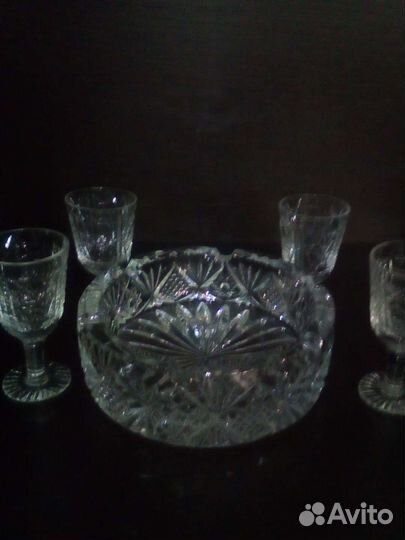 Пепельница и рюмки СССР хрусталь