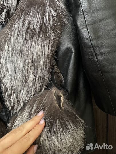 Кожаная курка женская с чернобуркой