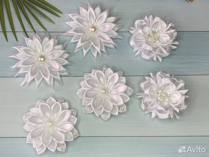 Банты для волос белые