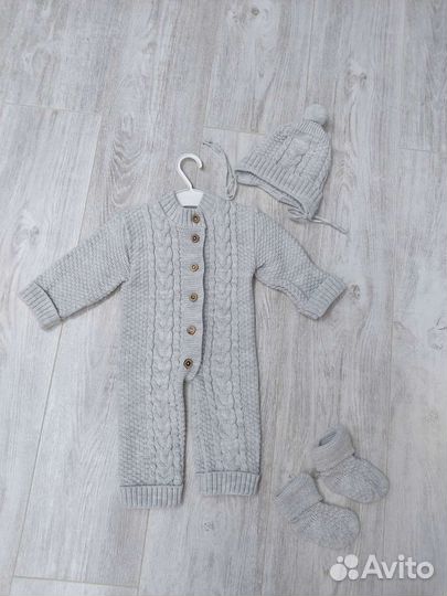Вязаный костюм детский от 0 до 6 месяцев
