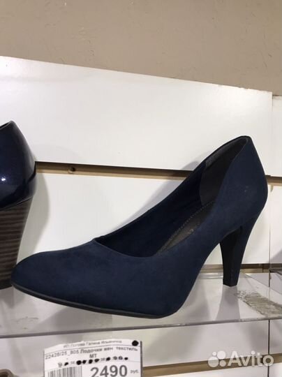 Туфли лодочки 36,38 темно синие Marco Tozzi